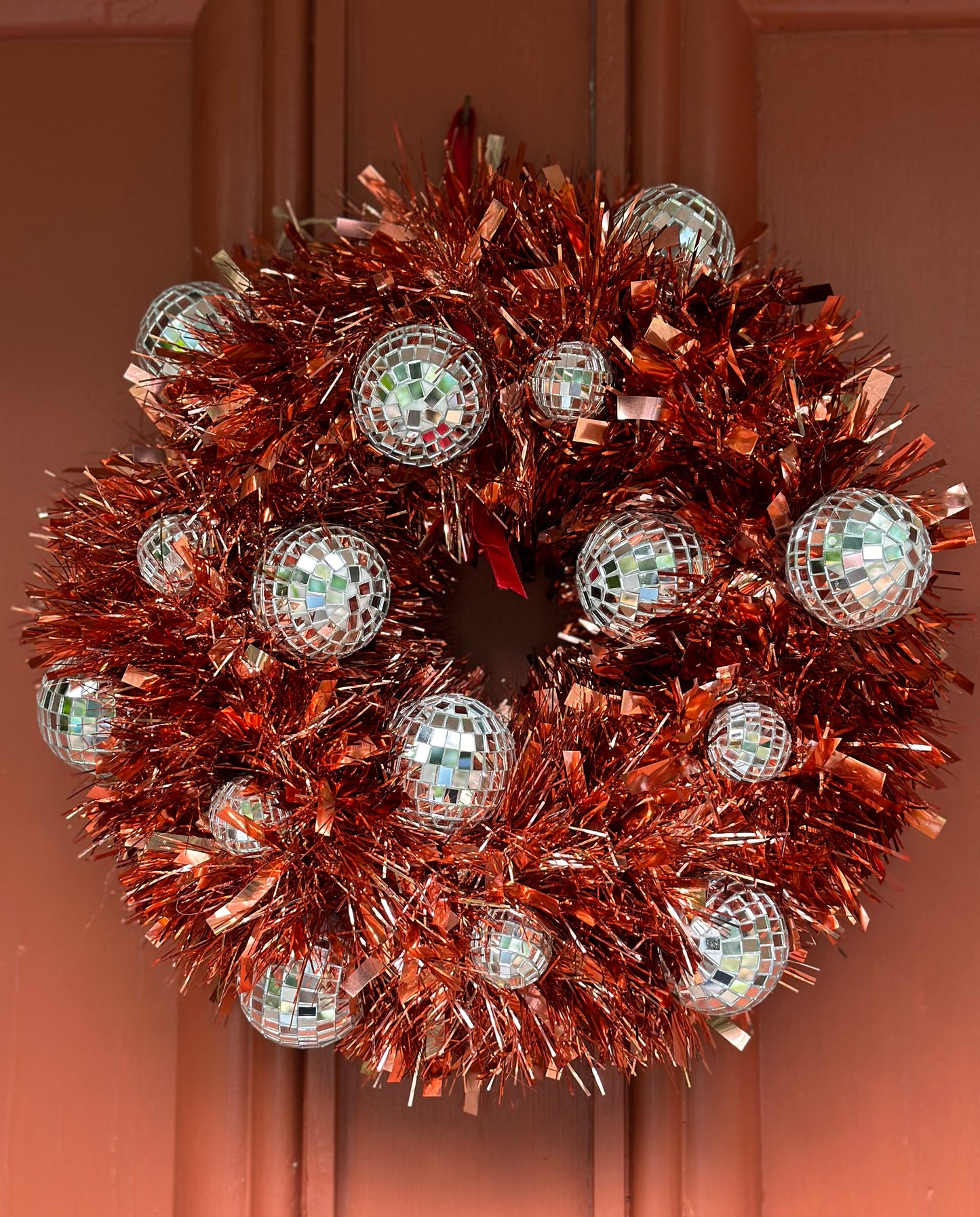 Disco ball tinsel wreath