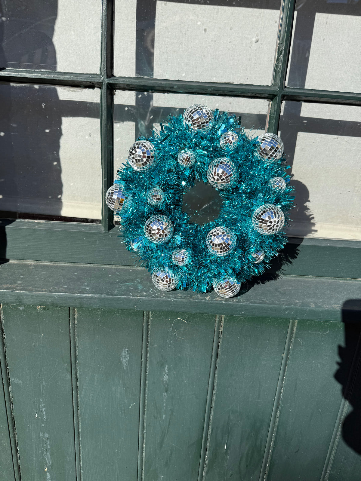 Disco ball door wreath