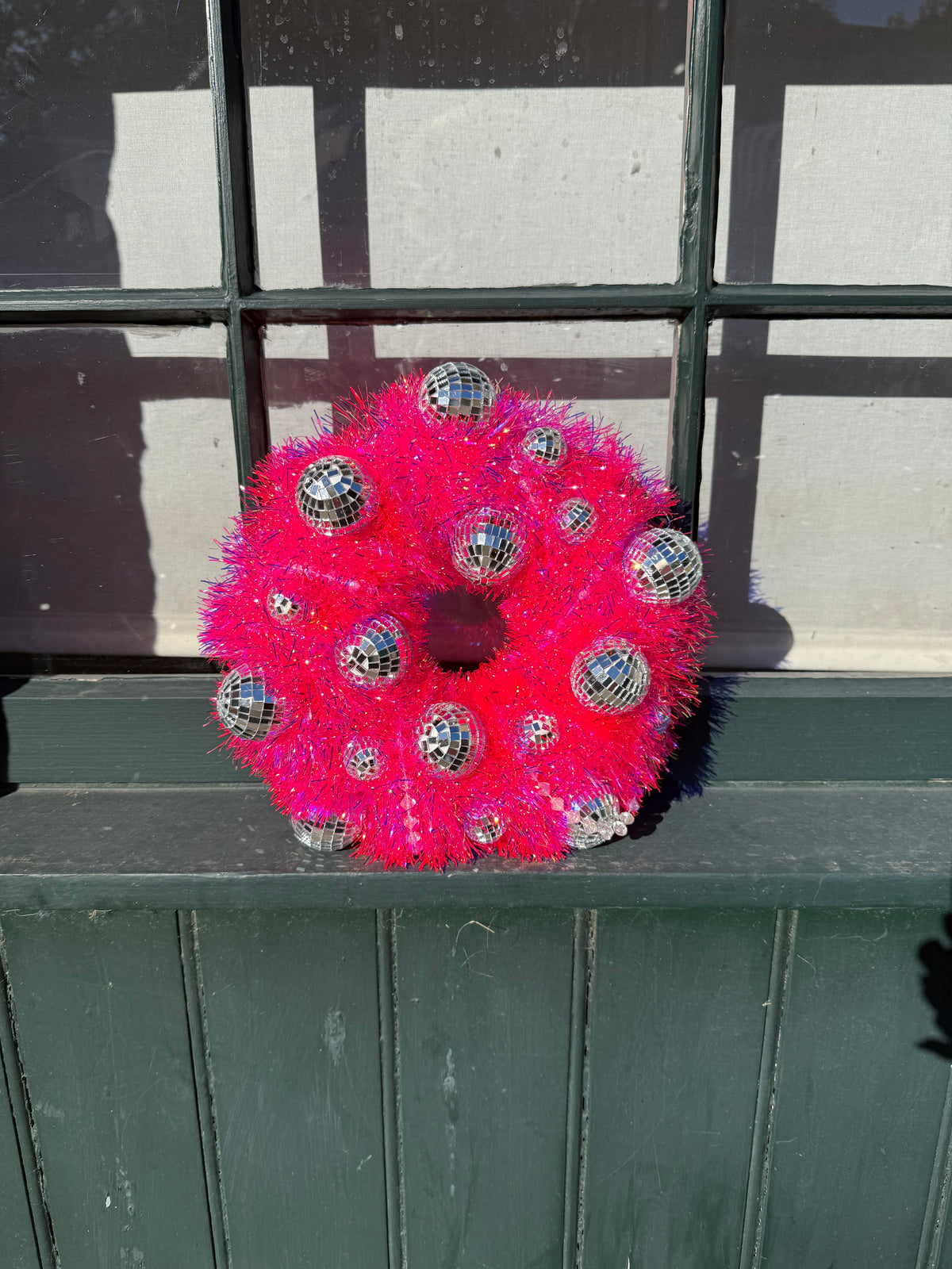 Disco ball door wreath