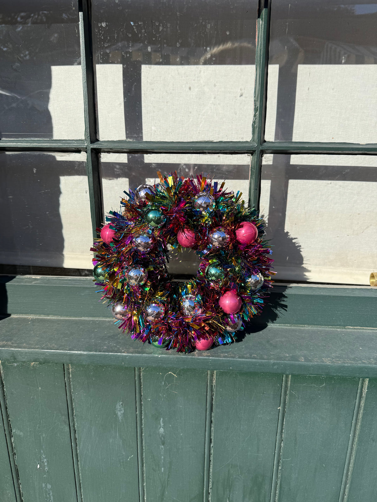 Disco ball door wreath